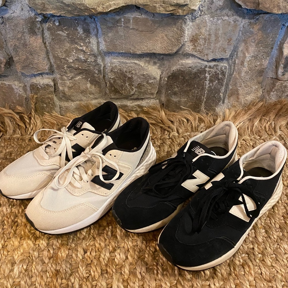 New Balance Cream and Black Sneakers Duo